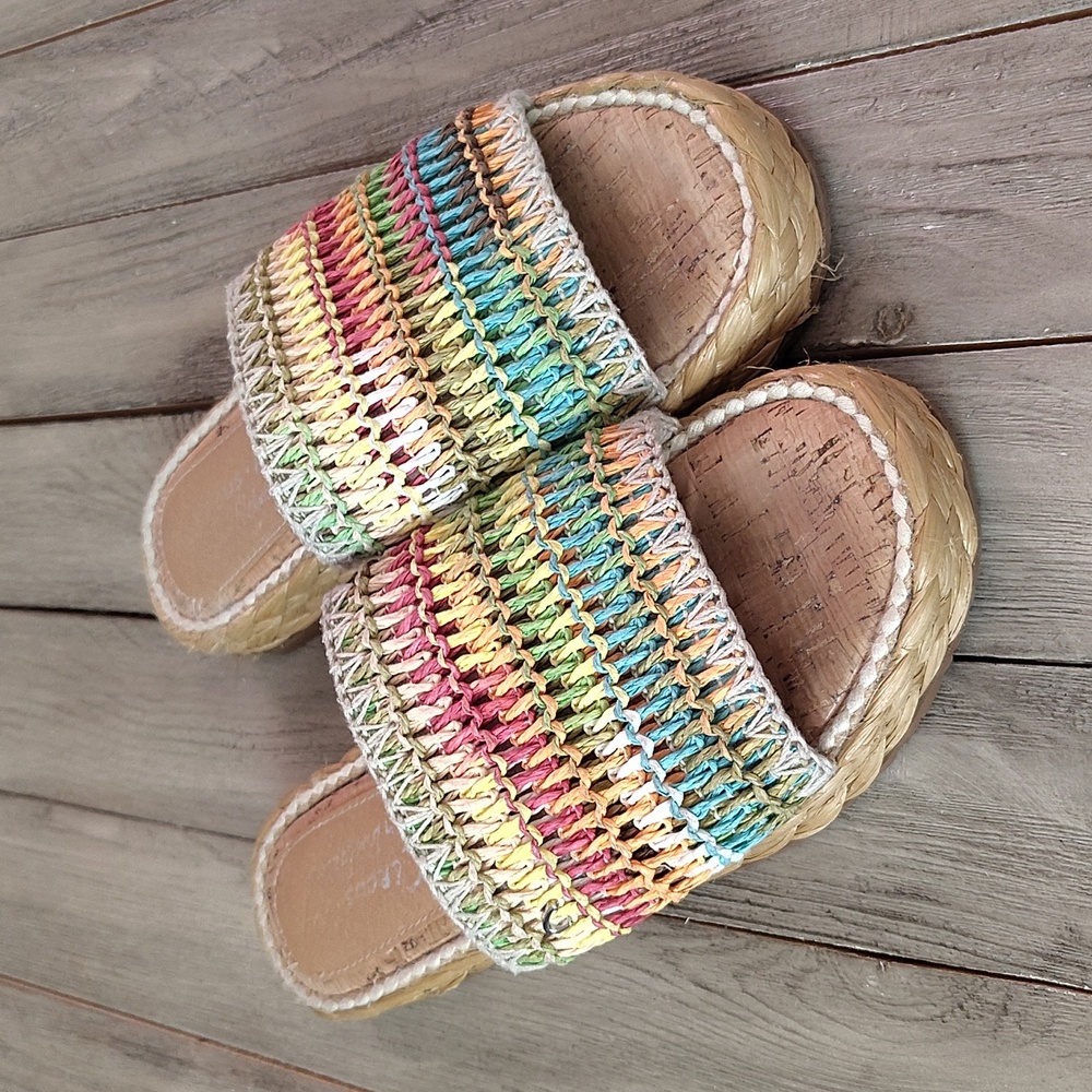 Sam Edelman Multicolor Woven Platform Slide Sandals
